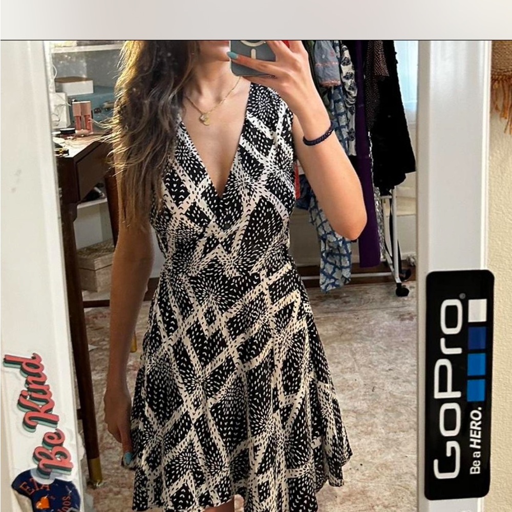 Elegant Black and White Patterned Dress